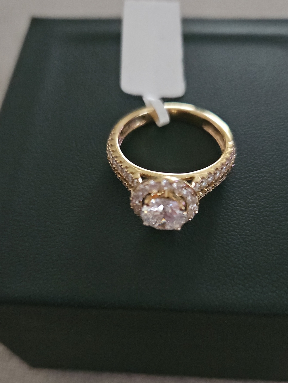 14 K Gold Halo Engagement Ring with 1.50 ctw Lab Grown Diamonds - Size 6